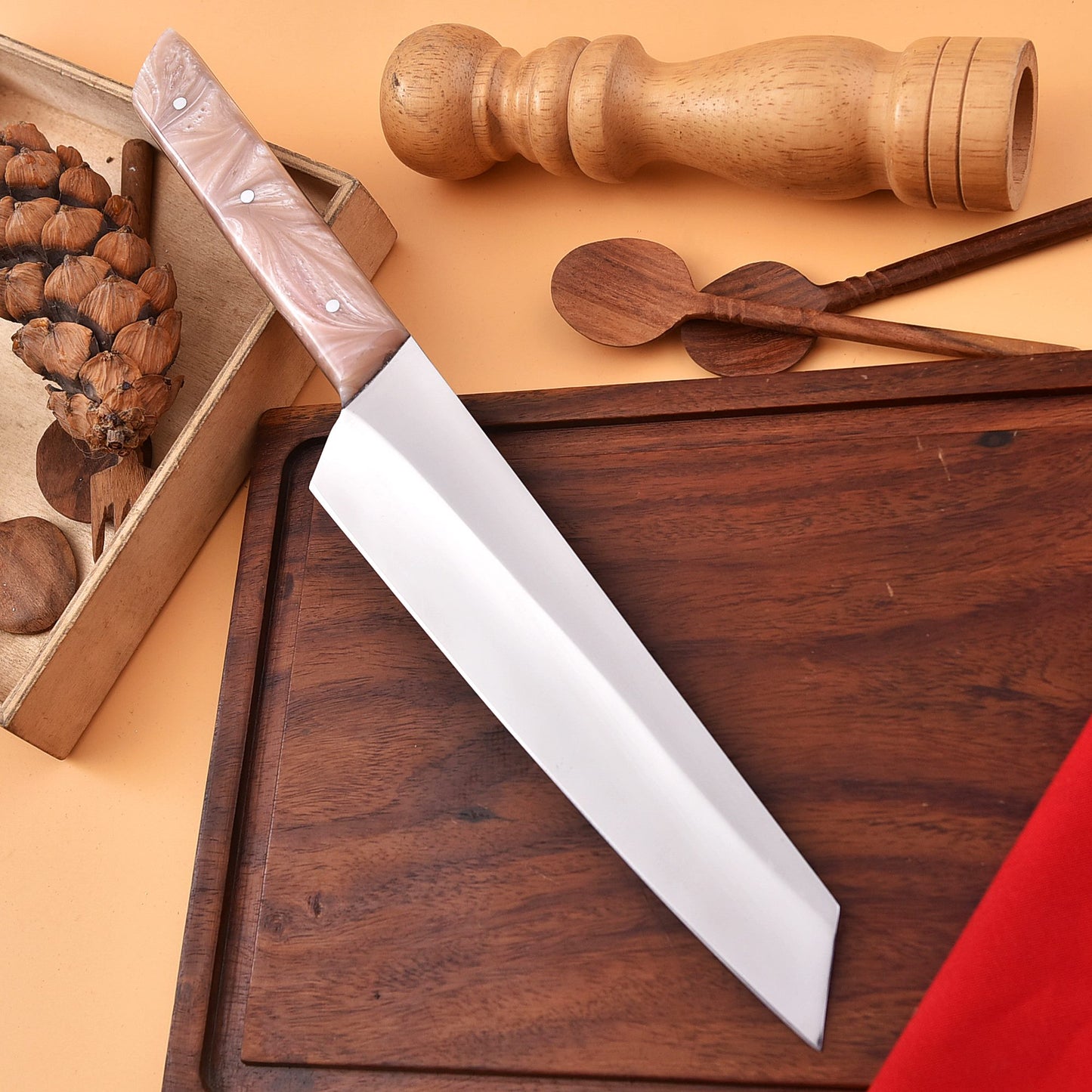 Stainless Steel Chef Knife with Natural Wood Handle – Precision Kitchen Blade