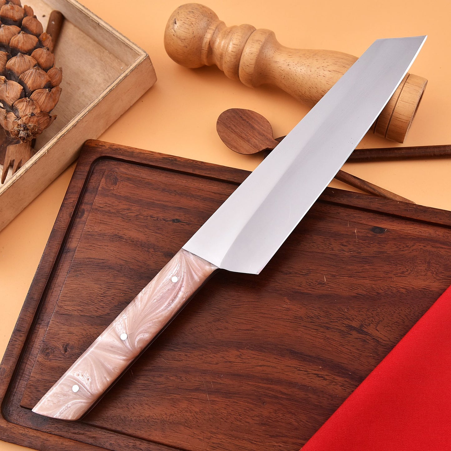 Stainless Steel Chef Knife with Natural Wood Handle – Precision Kitchen Blade