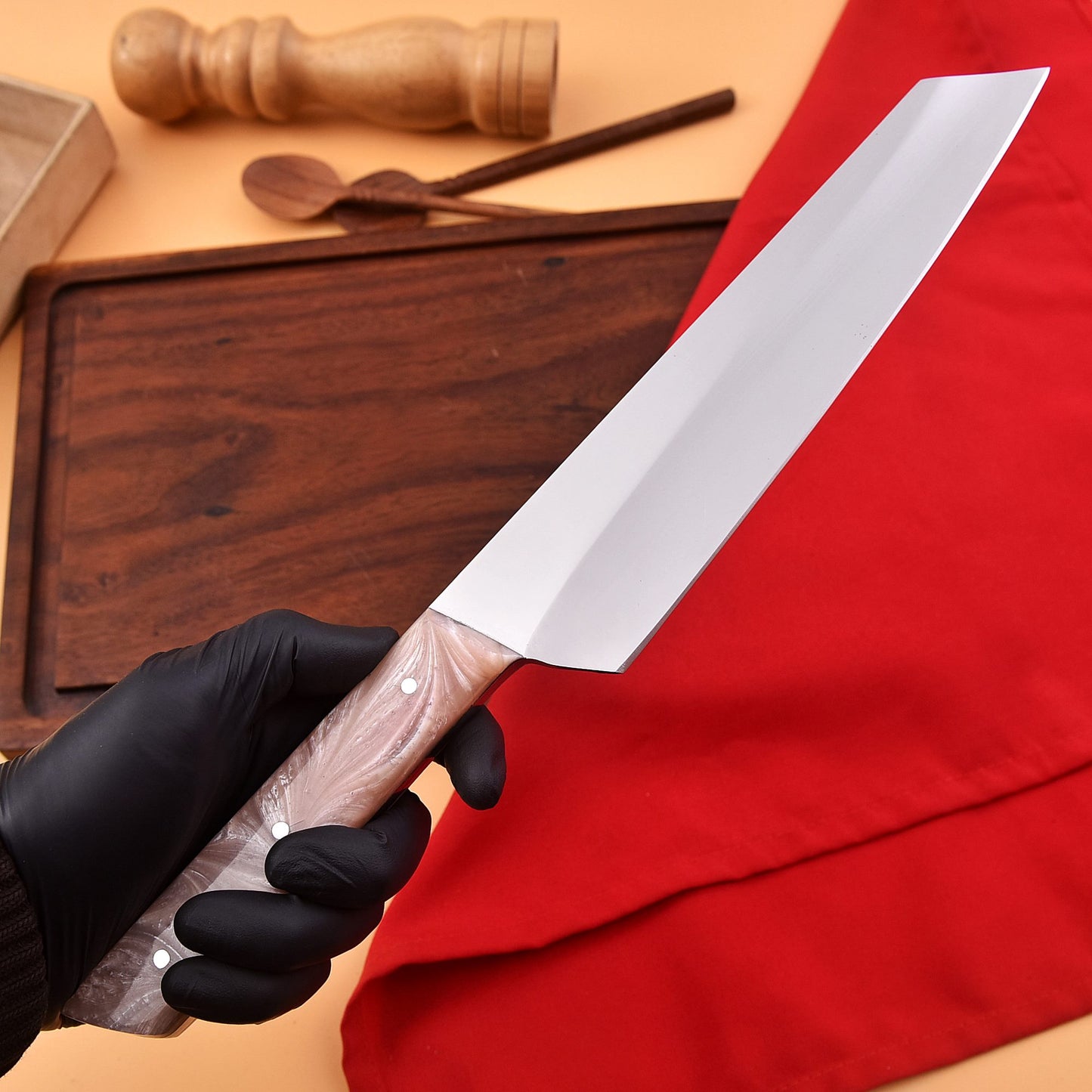 Stainless Steel Chef Knife with Natural Wood Handle – Precision Kitchen Blade