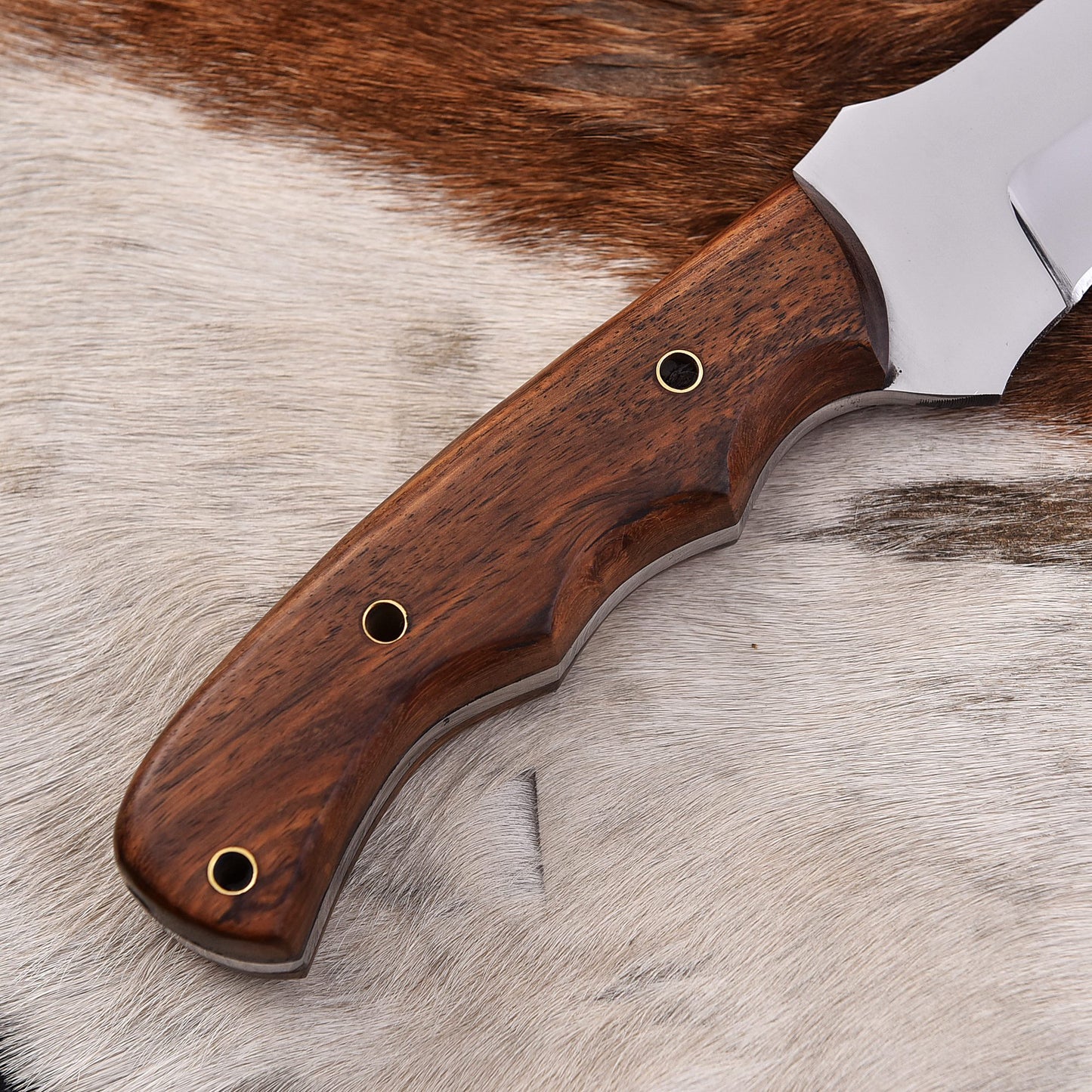 Heavy-Duty Chef Knife with Contoured Wood Handle – Outdoor Kitchen Blade