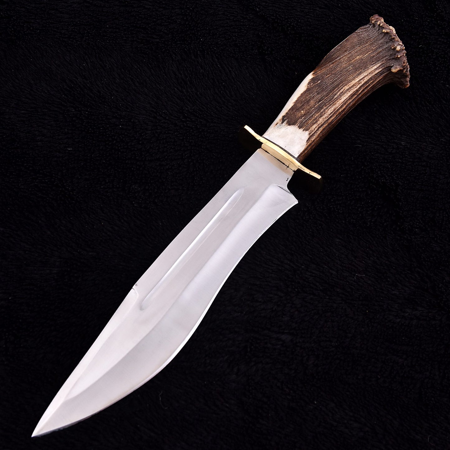 Handmade Bowie Knife with Carbon Steel Blade & Genuine Stag Handle