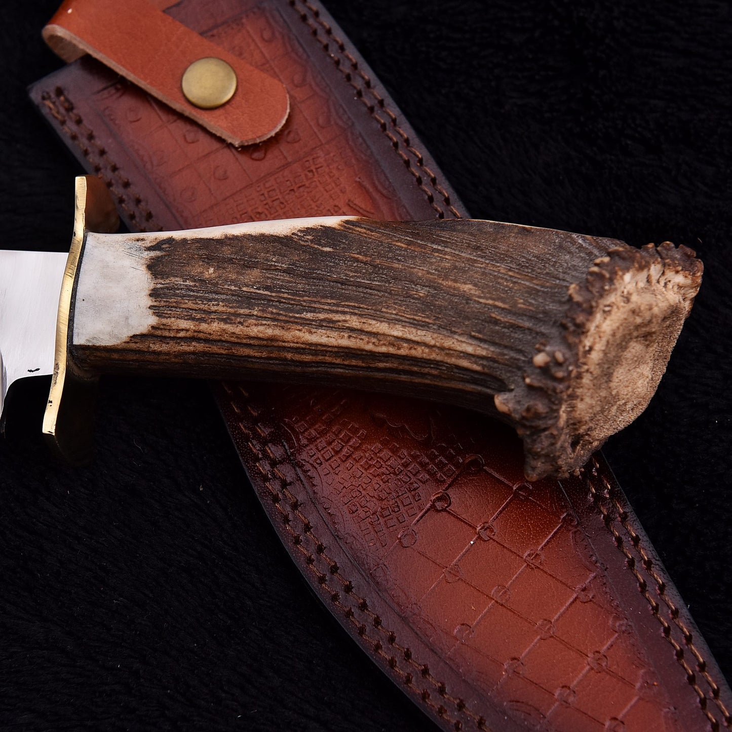 Handmade Bowie Knife with Carbon Steel Blade & Genuine Stag Handle