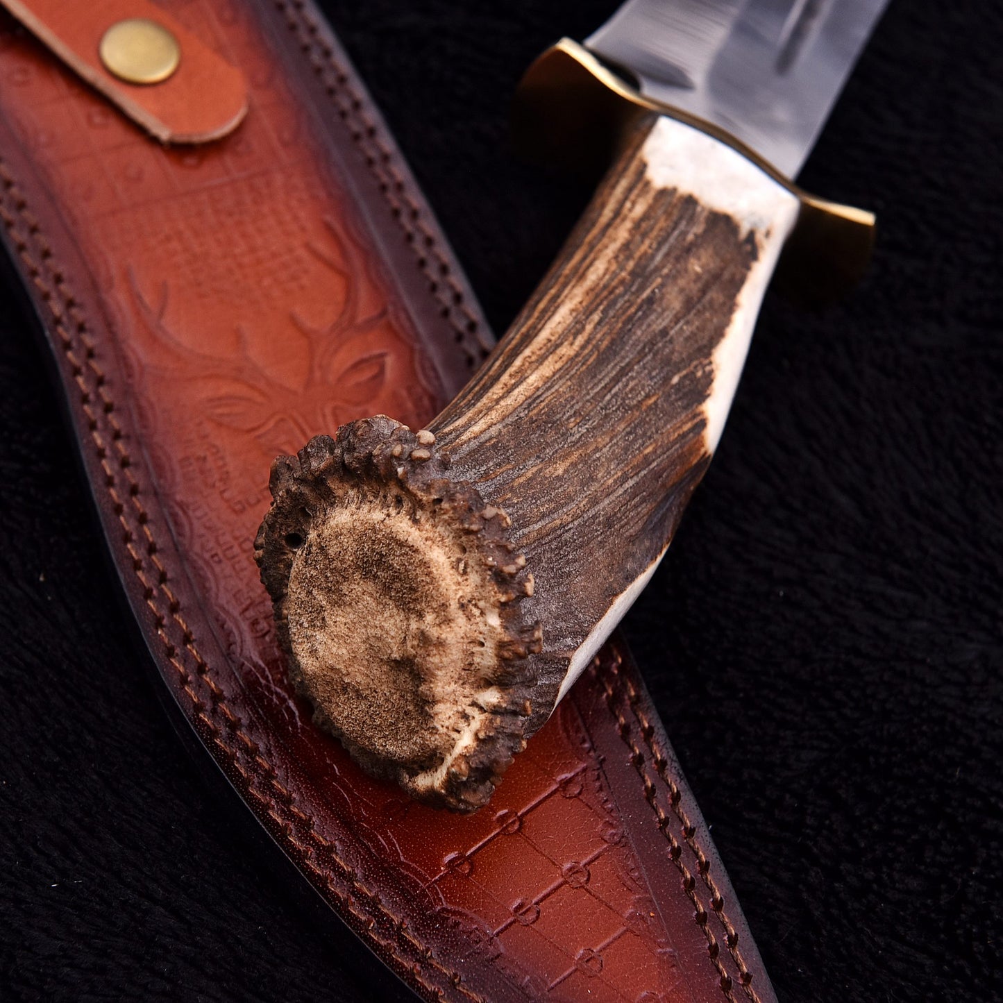 Handmade Bowie Knife with Carbon Steel Blade & Genuine Stag Handle