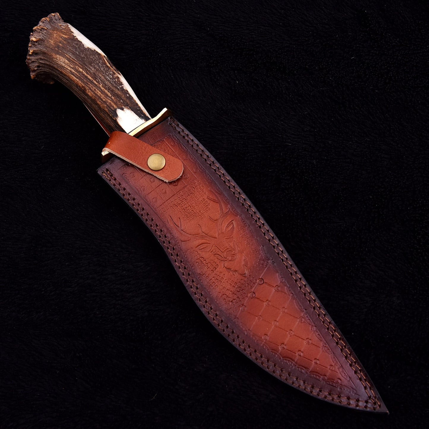 Handmade Bowie Knife with Carbon Steel Blade & Genuine Stag Handle
