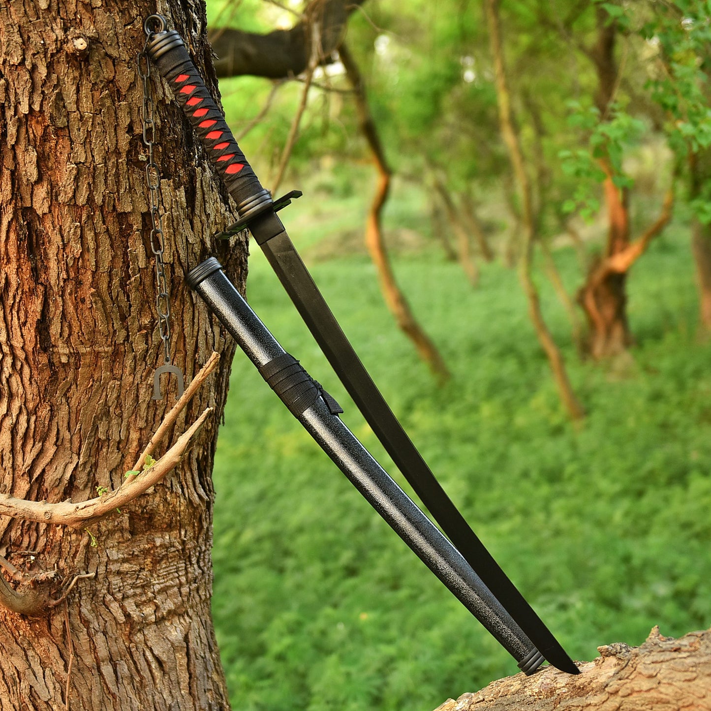 Black Powder Coated Katana – Japanese Samurai Sword with Scabbard