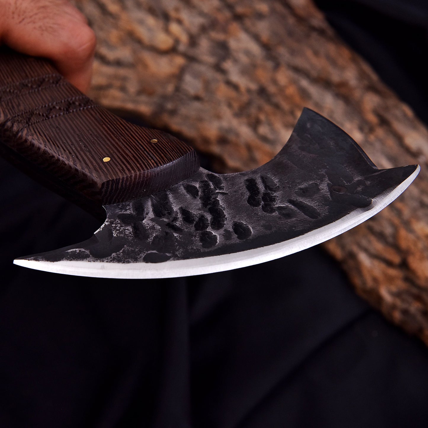 Hand-Forged Damascus Steel Viking Bearded Axe – Hardwood Handle with Leather Sheath
