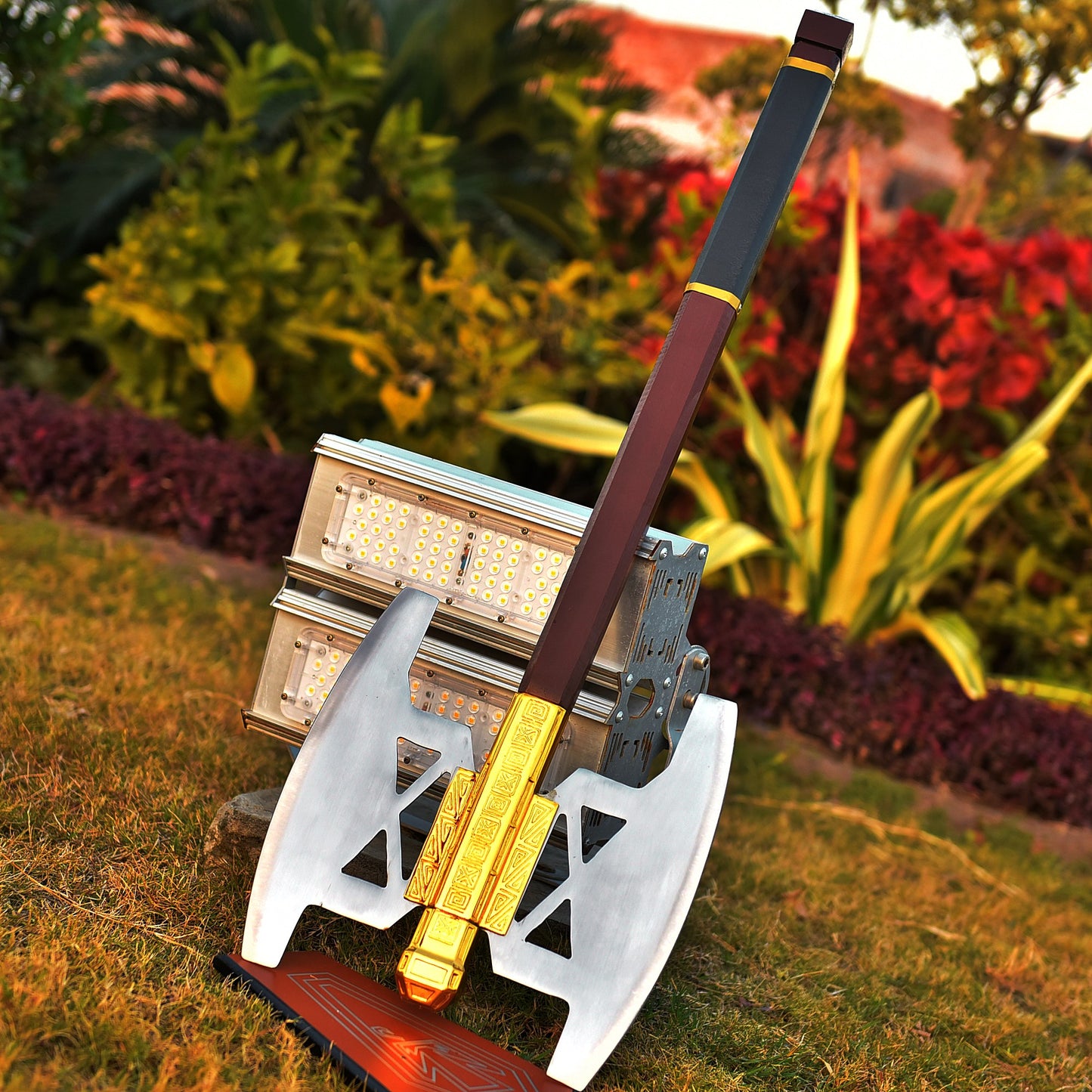 Gimli’s Double-Bladed Axe with Sheath & Wall Mount – Dwarven Warrior Collectible