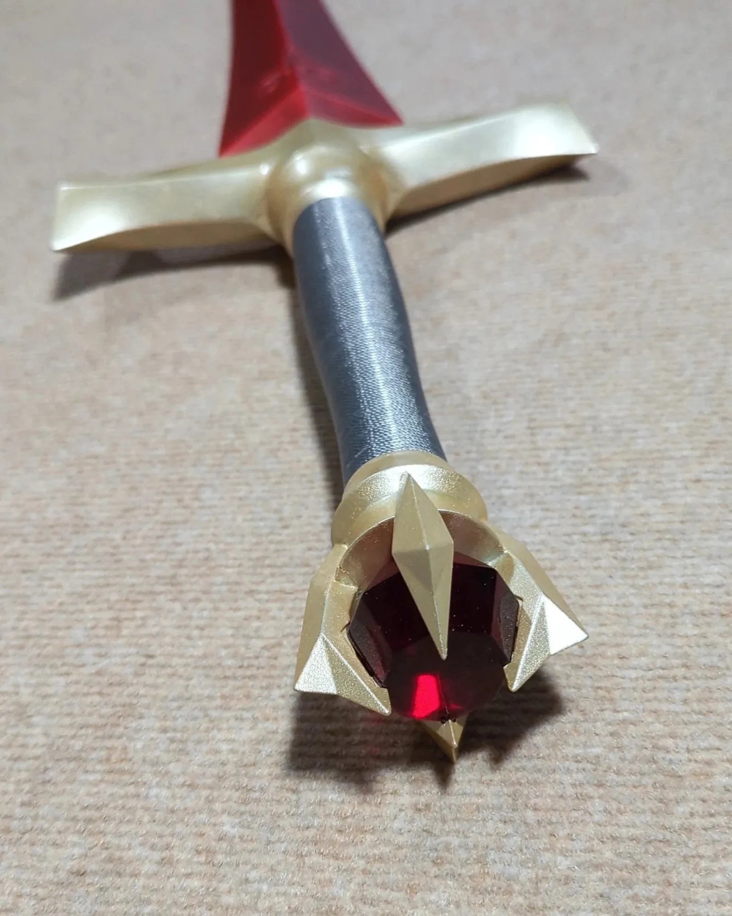 Red Blade Fantasy Sword – Two-Handed Heroic Greatsword with Gold Crossguard