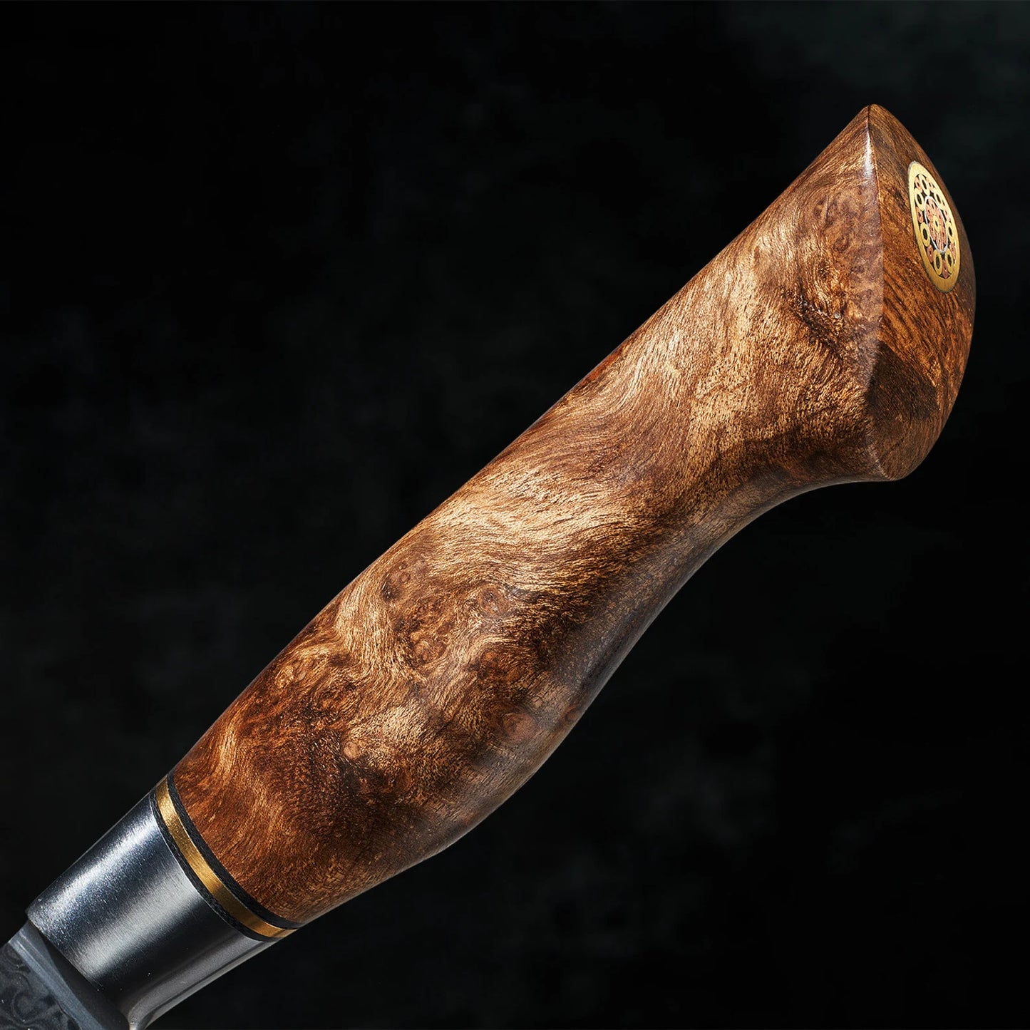 Handmade Damascus Steel Chef Knife – Patterned Blade with Polished Wood Handle | Premium Kitchen Knife