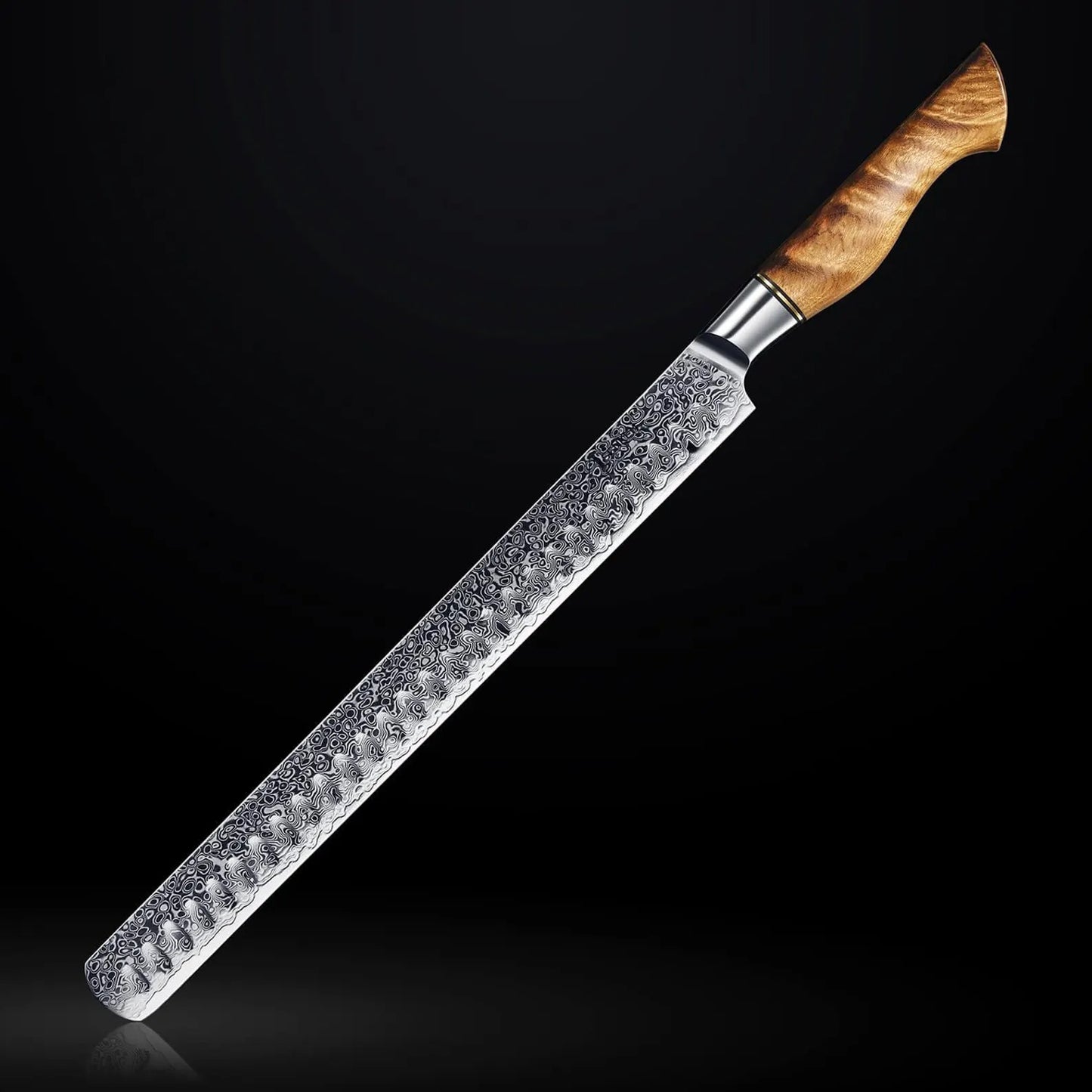 Beautifully Crafted Damascus Steel 12" Brisket Knife with Sycamore Wood Handle