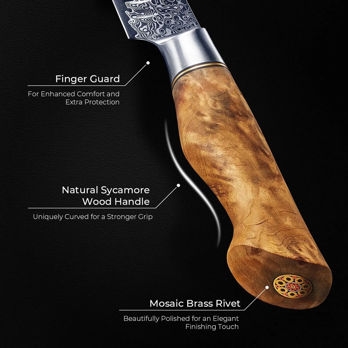 Beautifully Crafted Damascus Steel 12" Brisket Knife with Sycamore Wood Handle
