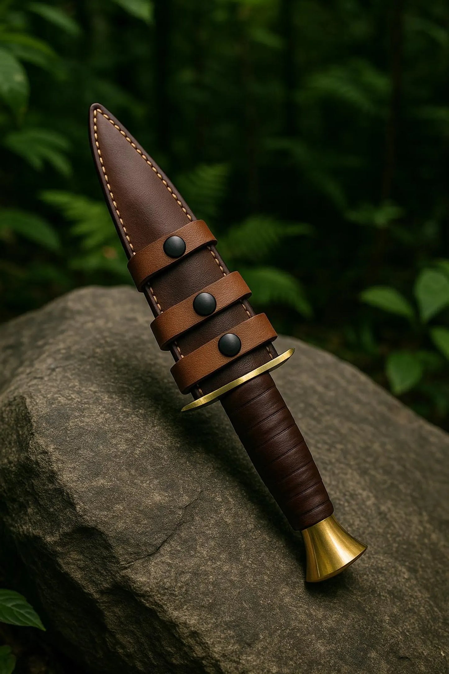 Medieval Cosplay Dagger – Stainless Steel Viking-Inspired Blade with Custom Leather Sheath