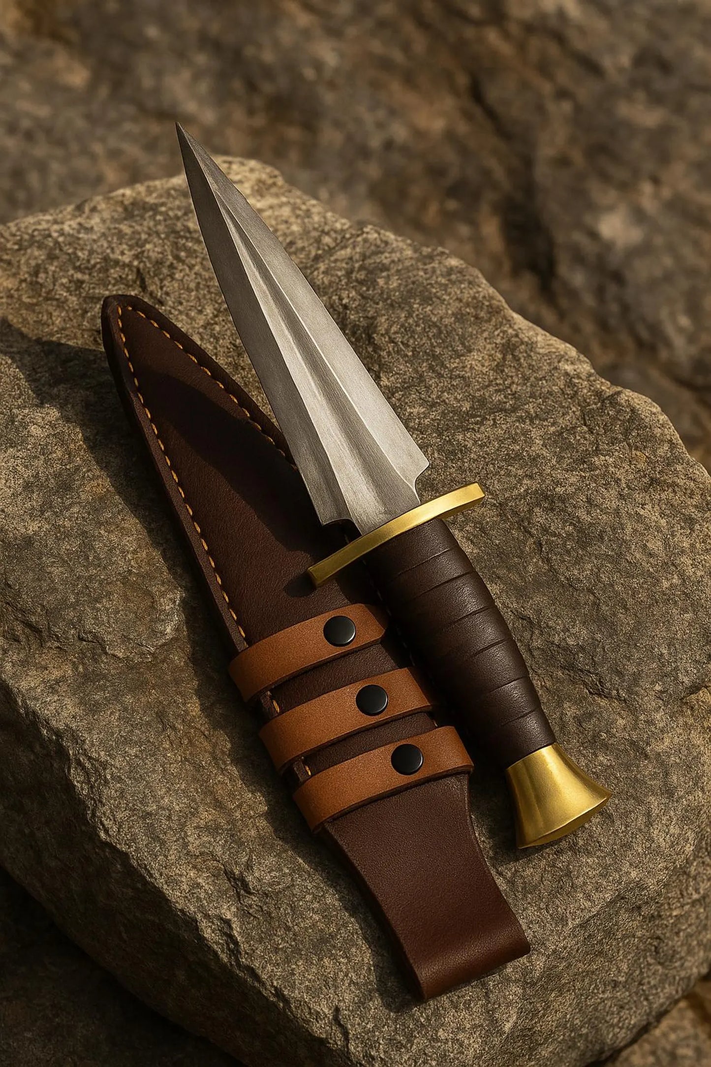 Medieval Cosplay Dagger – Stainless Steel Viking-Inspired Blade with Custom Leather Sheath