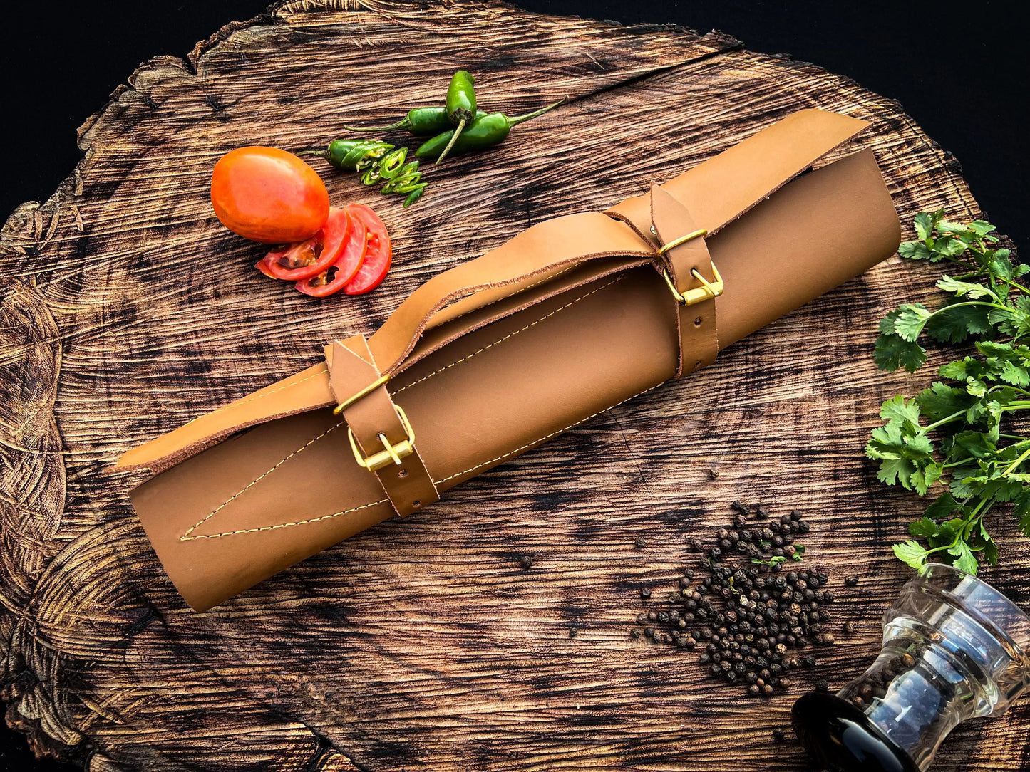 Rose-Etched Chef Knife Set – 2-Piece Floral Blade Design with Red Resin Handles