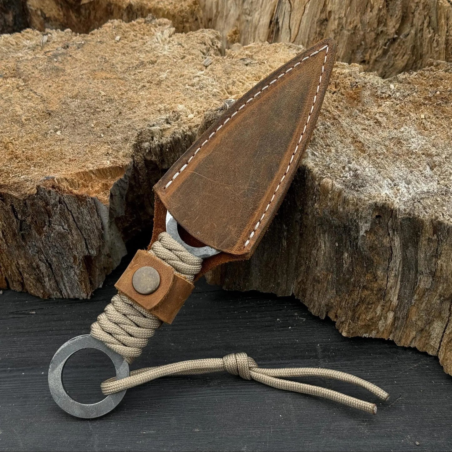 Tactical Throwing Knife – Balanced Steel Blade with Leather Sheath | Survival & Target Practice Knife