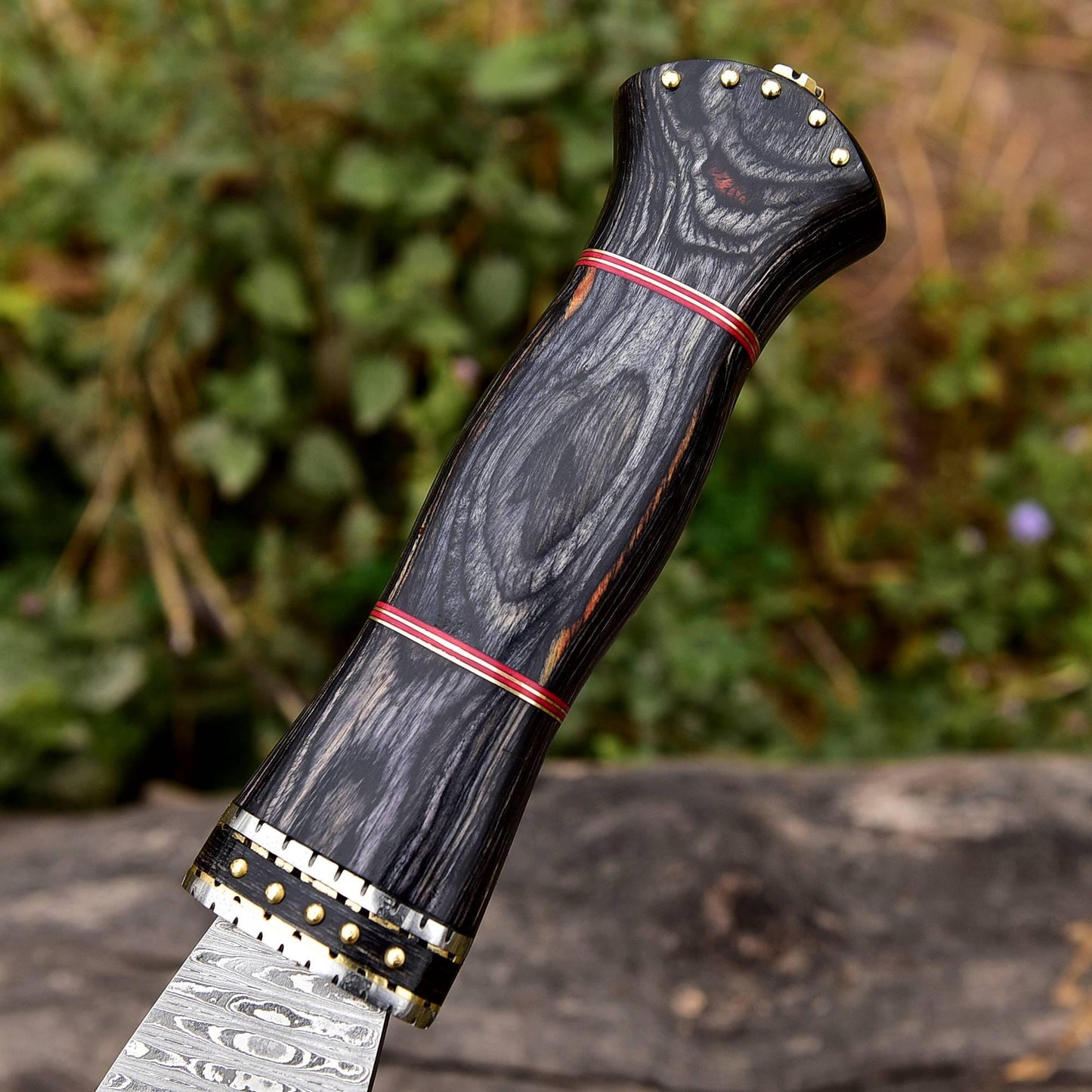 Damascus Steel Kukri Knife – Tactical Curve, Handcrafted with Wood Grip