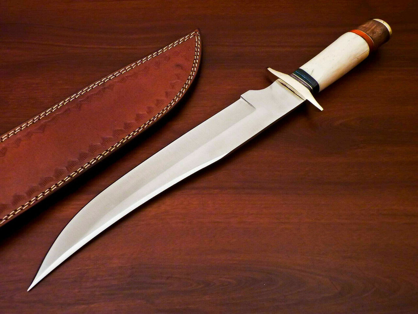 Handmade D2 Steel Hunting Knife – Camel Bone Handle | Rugged Outdoor Blade