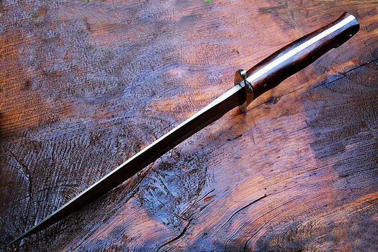 Hand-Forged Damascus Bowie Knife | Rosewood Handle | Hunting & Outdoor Survival Knife