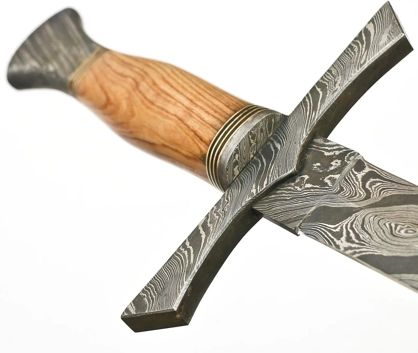 Hand-Forged Damascus Steel Medieval Sword – Damascus Guard & Wooden Grip | Knight’s Longsword