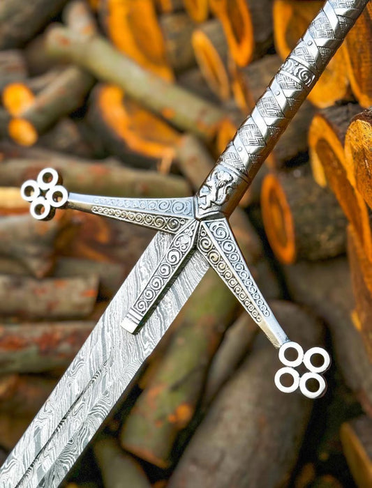 Scottish Claymore Sword – Hand-Forged Damascus Steel | Highland Warrior Two-Handed Blade