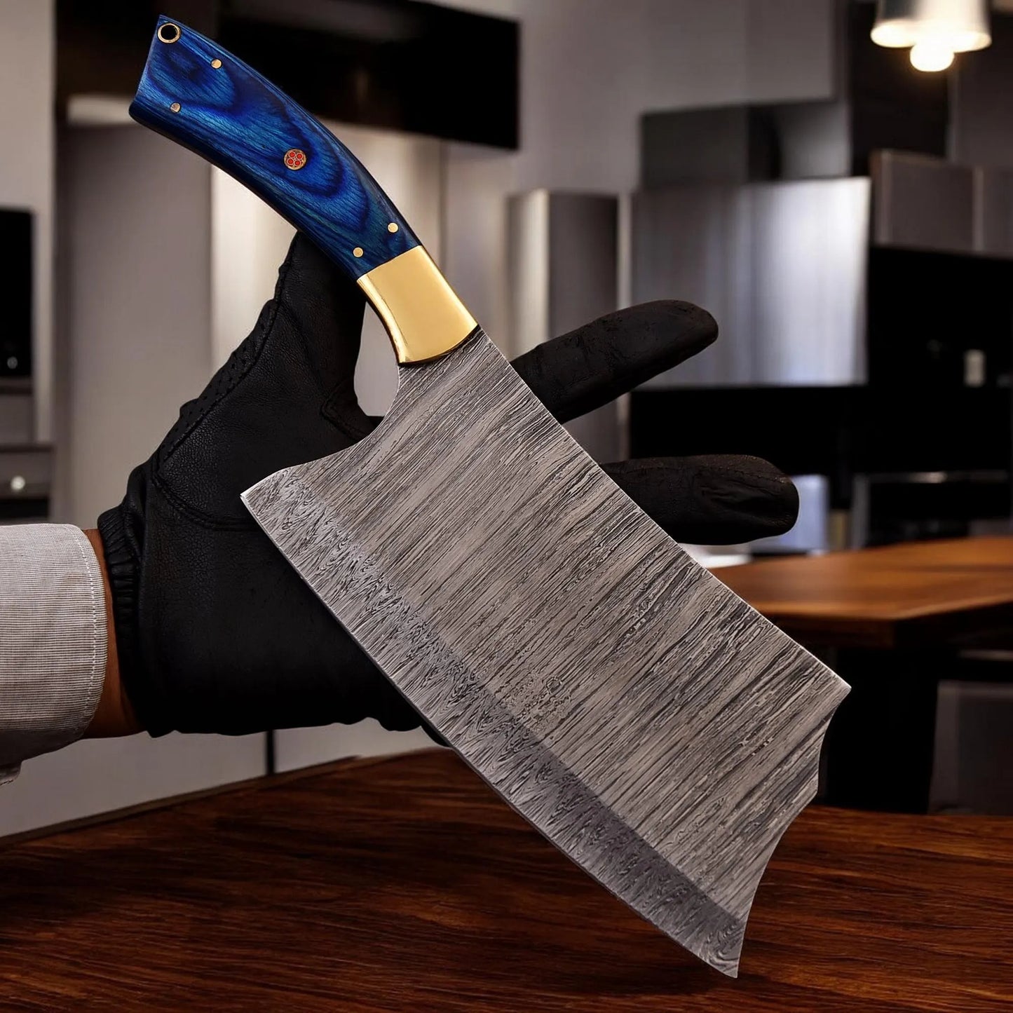 Elegant Damascus Kitchen Cleaver – Handmade Meat Cleaver Knife | Professional Butcher’s Blade