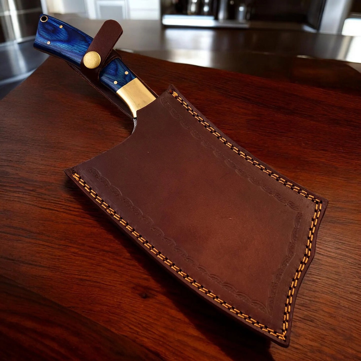 Elegant Damascus Kitchen Cleaver – Handmade Meat Cleaver Knife | Professional Butcher’s Blade