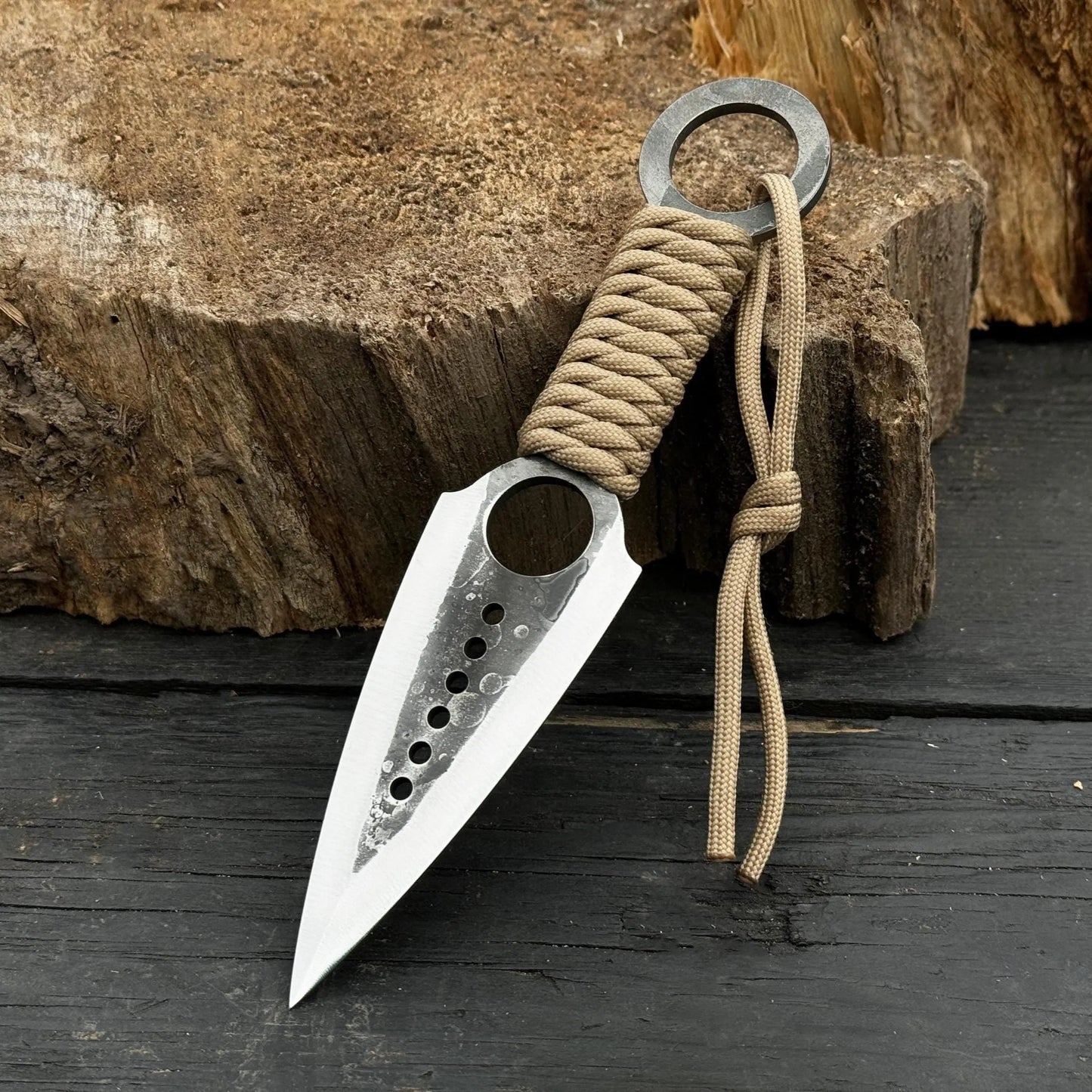 Tactical Throwing Knife – Balanced Steel Blade with Leather Sheath | Survival & Target Practice Knife