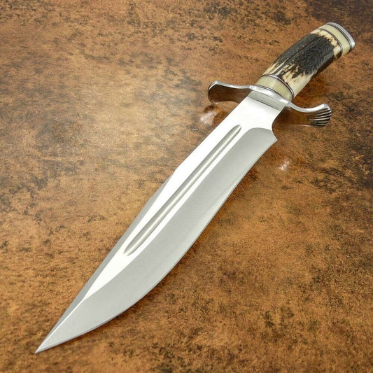 Stainless Steel Bowie Knife – Genuine Stag Handle | Durable Hunting & Outdoor Blade